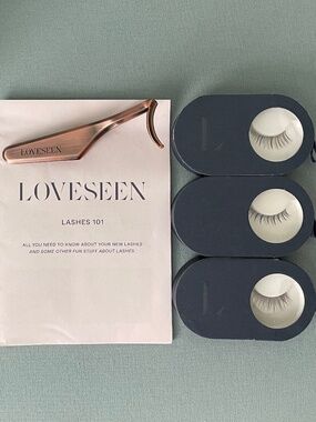 Three sets of LOVESEEN False eyelashes and lash tool – NIB Retail $75